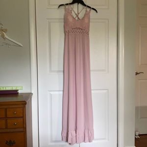 Pink Lily Such A Delight Blush Lace Maxi Dress